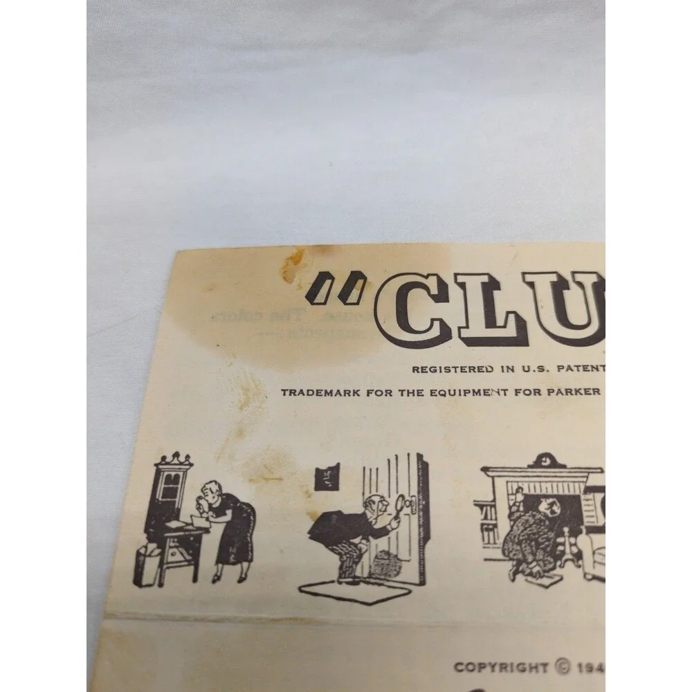 *Damaged* Vintage 1950 Clue Parker Brothers Rulebook